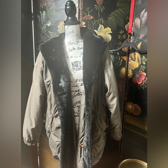 UTEX Vintage Down Filled Parka Puffer Coat taupe color - Picture 3 of 14